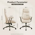 thumbnail image 2 of XIZZI Modern Ergonomic Computer Office Chair, High Back Suede Fabric Desk Chairs for Executive or Home Office, Beige, 2 of 7