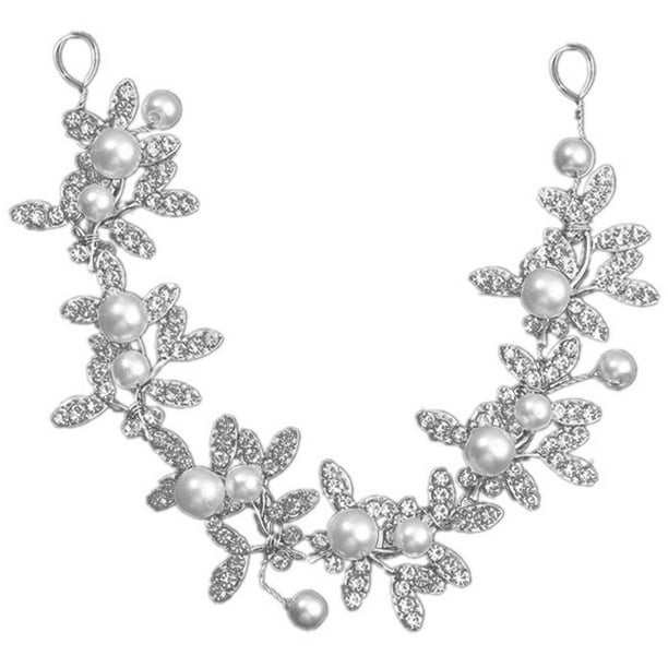 KAKOWELY Diadema de perlas para novia, tocado de novia, adorno para el pelo de boda
