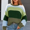 thumbnail image 4 of Women's Oversized Striped Cropped Sweater Casual Knit Pullover Top, 4 of 8