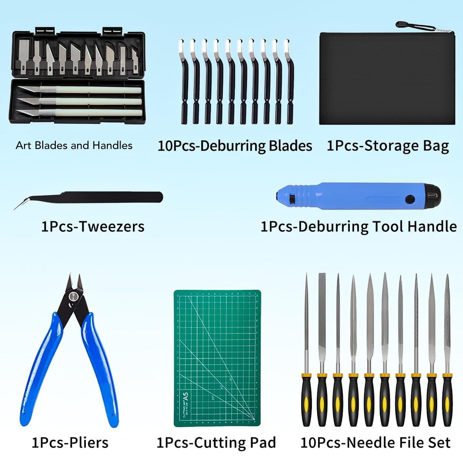 BIMZUC 3D Print Tool Kit – Deburring, Pliers, Tweezers, Cutting Board & Storage Bag (38 Pieces)