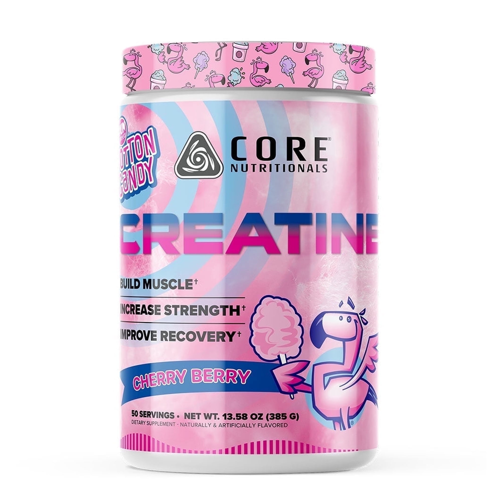 Core Nutritionals Creatine, Increases Strength and Muscle Growth, 5000 mg, 50 Servings (FUN SWEETS - Cherry Berry)