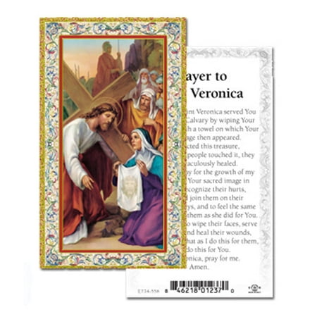 

Saint Veronica Gold-Stamped Catholic Prayer Holy Card with Prayer on Back Pack of 100