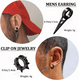 thumbnail image 2 of 17piezas Aretes Hombre Falsos Piercing Estilo Punk Colgantes Negro, 2 of 5