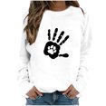 thumbnail image 2 of ICHUANYI Clearance Women's Round Neck Top Casual Fashion, Personalized Printing Loose Fitting, Slimming Long Sleeves(White, S) ICHUANYI WER2023081513140, 2 of 4