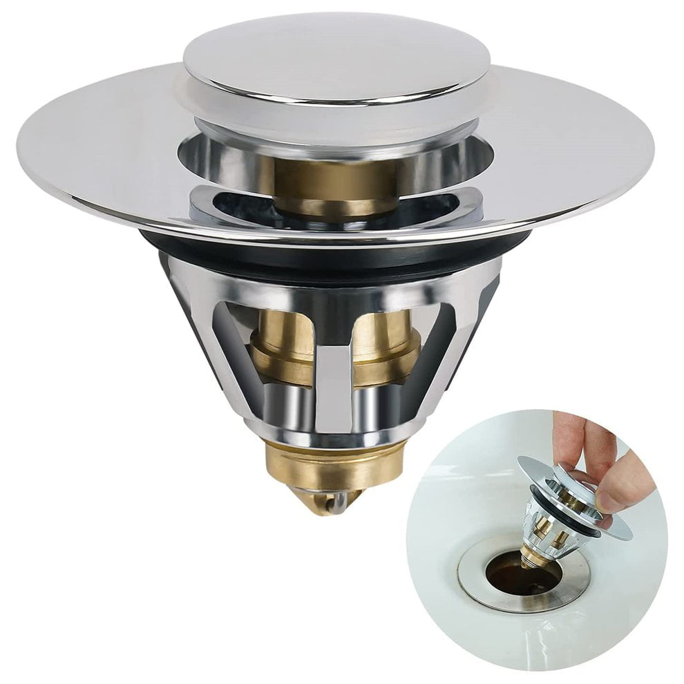 Details about   2xStainless Steel Push Type Bounce Core Wash Basin Pop Up Drain Filter Universal 