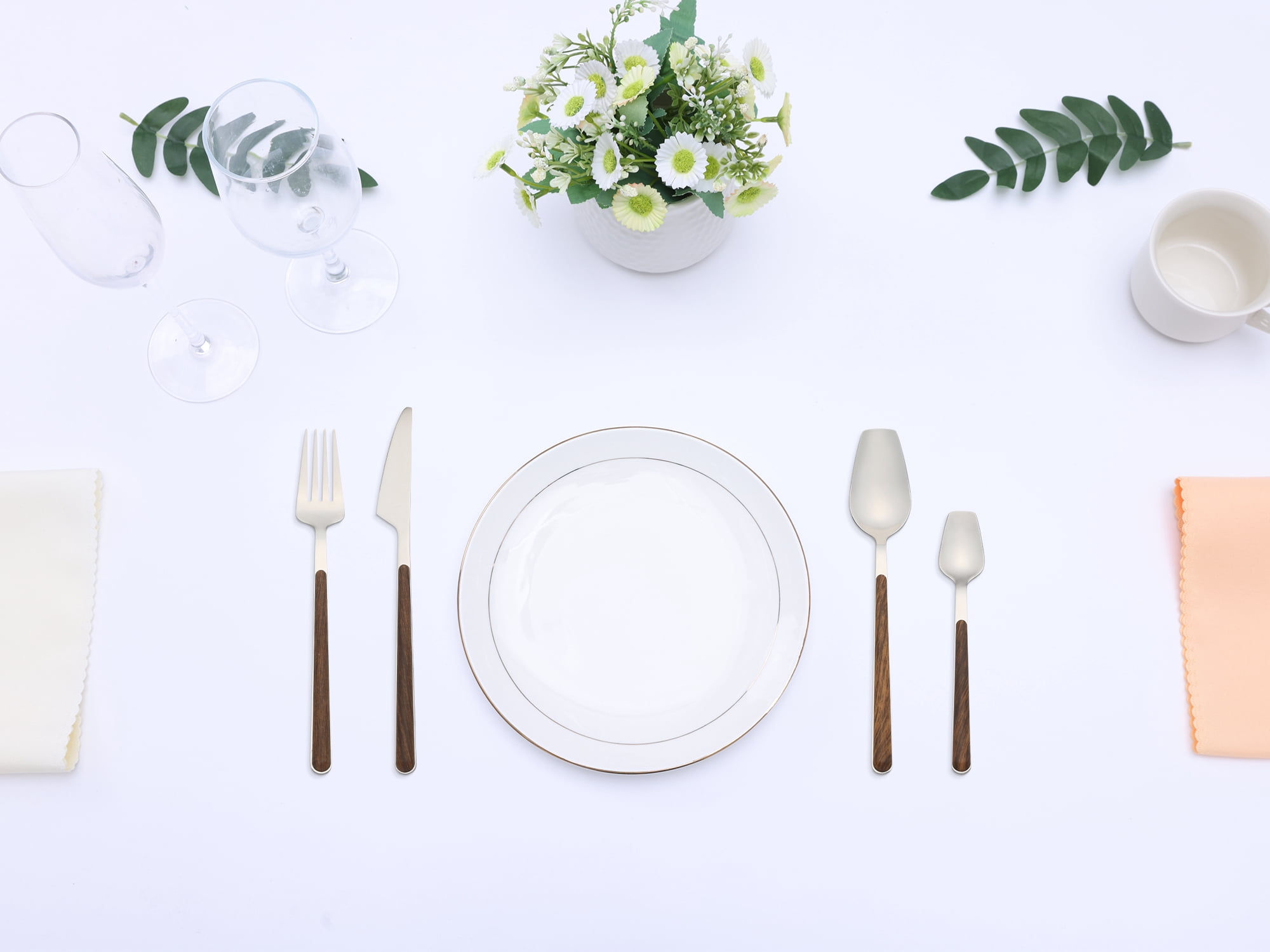 Unique Bargains 4 Piece Stainless Steel Flatware Set with Knife Spoon Fork Brown 4