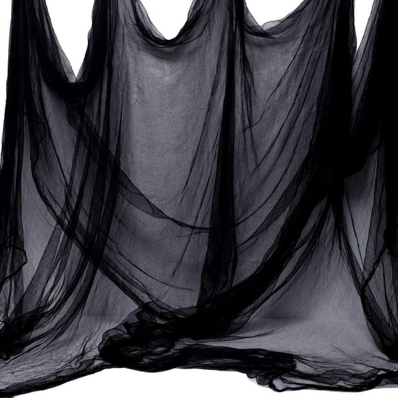 Paño espeluznante negro con forma de ballena para decoración de Halloween, 7 x 2,3 m