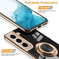 thumbnail image 4 of for Samsung Galaxy S22 Case with Screen Protector & Camera Lens Protector, Built-in 360° Rotation Ring Magnetic Stand, Luxury Shiny Plating Edge Shockproof Protective Cover (Black/Golden), 4 of 14