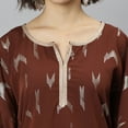 thumbnail image 7 of Janasya Indian Round Neck 3/4 Sleeve Geometric Print Brown Poly Crepe Kaftan For Women, 7 of 7