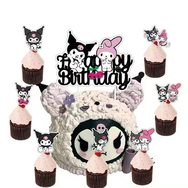 Set de toppers para cupcakes Jlemon de 25 piezas con gato rosa para cumpleaños