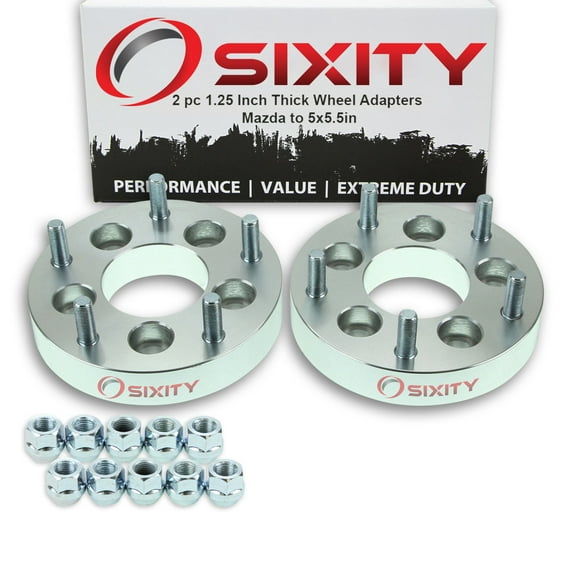 Sixity Auto 2 pc 5x4.5" to 5x5.5" Wheel Spacers Adapters 1.25" compatible with Mazda B2500 B3000