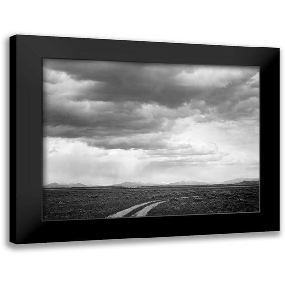 Adams, Ansel 14x12 Black Modern Framed Museum Art Print Titled - Roadway near Grand Teton National Park, Wyoming, 1941