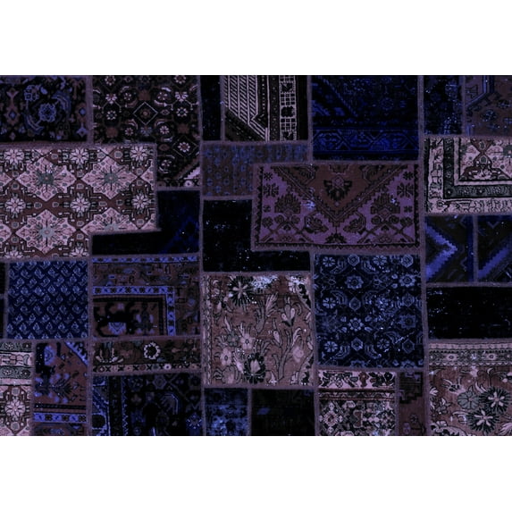 Ahgly Company Machine Washable Indoor Rectangle Patchwork Blue Transitional Area Rugs, 7' x 10'