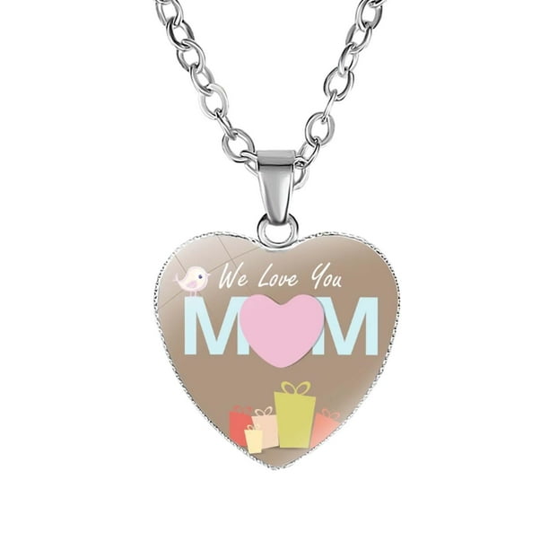 Collar para mamá con colgante de corazón regalos para el Día de la madre collar sencillo para mujer Plata