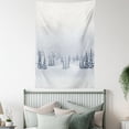 thumbnail image 4 of Winter Tapestry, Winter Scene in a Park with Trees Foggy Misty Blurry Ice Cold Freezing Weather Image, Wall Hanging for Bedroom Living Room Dorm Decor, 60W X 80L Inches, White, by Ambesonne, 4 of 5