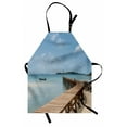 thumbnail image 1 of Landscape Apron Old Wooden Bridge to the Blue Sea at Koh Kood Trat Thailand Exotic Beach Scenery, Unisex Kitchen Bib Apron with Adjustable Neck for Cooking Baking Gardening, Blue Brown, by Ambesonne, 1 of 3