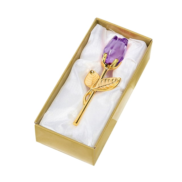 Rosa transparente en caja de regalo, escultura artística de flores para una elegante decoración de oficina en casa y un regalo romántico.