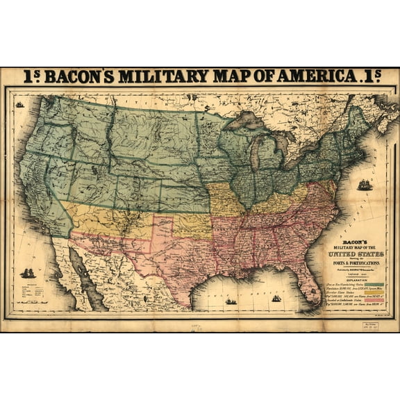 24"x36" Gallery Poster, civil war map United States of america 1862