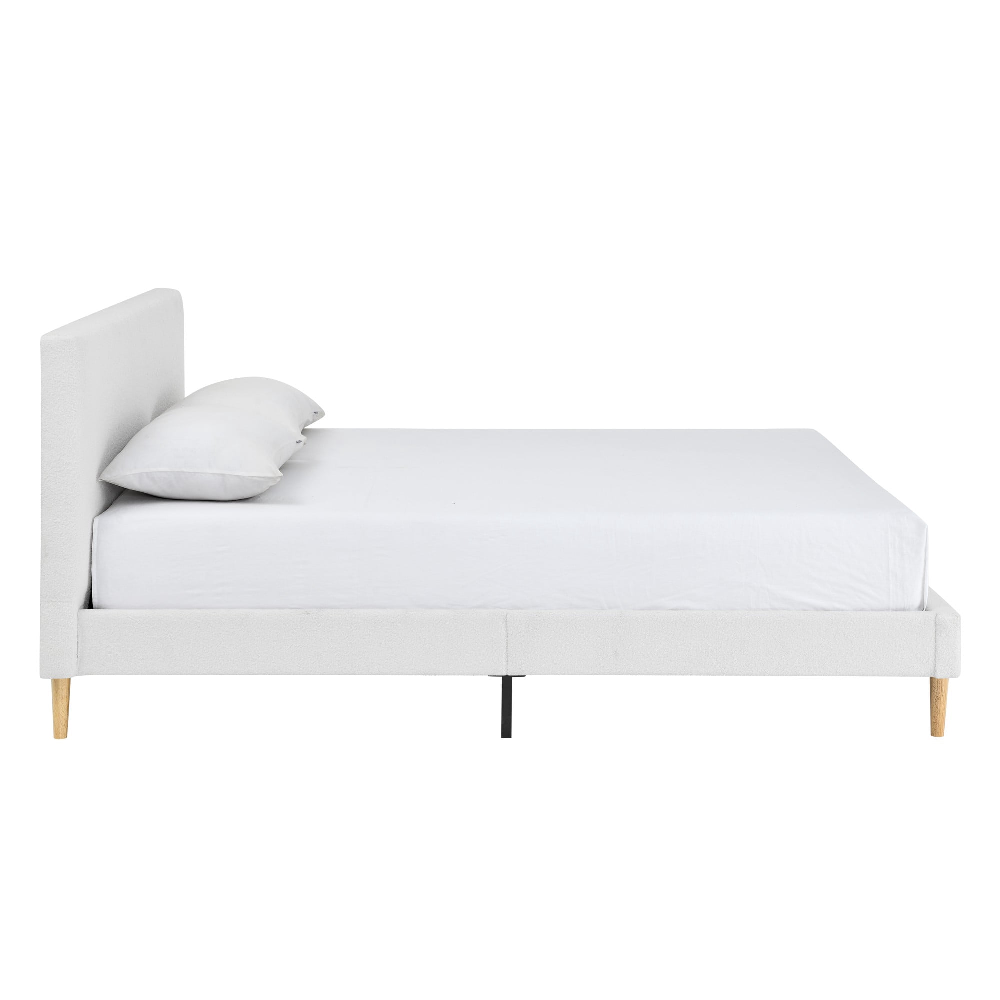 Gewnee Full Size Platform Bed Frame with Upholstered Teddy Velvet Headboard, Sturdy Wood Slats Support & Center Leg,No Box Spring Required