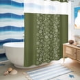 thumbnail image 5 of No Hook Shower Curtain, Japanese Shower Curtains for Bathroom with See Through Top Window, Green Rustic Retro Pastoral Floral Leaves Waterproof & Washable Bath Curtain Extra Long 72"x96", 5 of 9