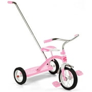 Radio Flyer Classic Pink Tricycle with Push Handle and Adjustable Seat for Ages 2-4