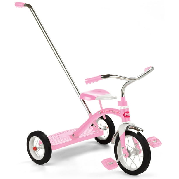 Radio Flyer, Classic Pink Tricycle with Push Handle, 10" Front Wheel