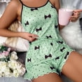 thumbnail image 1 of Ensemble de Pyjama pour Femmes T-shirts Shorts Roses en Forme de Cœur Col Rond T-shirt en Soie Glacée Confortable Décontracté Été, 1 of 5