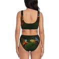 thumbnail image 3 of Kdxio Hybrid Parrot in the Forest Print Women's 2 Piece High Waisted Wrap Spaghetti Strap Summer Swimsuit Bikini Set-Large, 3 of 7