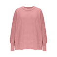 thumbnail image 3 of Hogleaql Womens Crew Neck Oversized Sweaters Batwing Long Sleeve Knit Fall Winter Comfortable Jumper Tops Dressy Insulated Loose Pullover Solid Sweater Pink M, 3 of 6