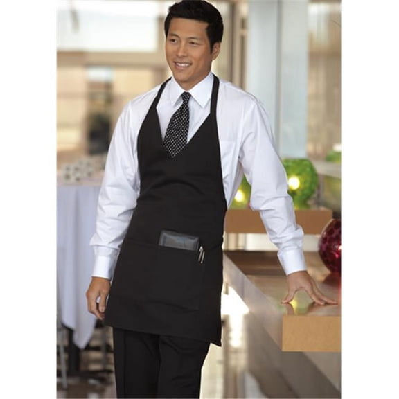 3041-0100 V-Neck Formal Apron in Black