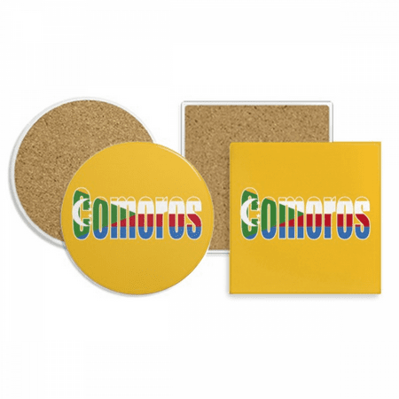 

Comoros Country Flag Name Coaster Cup Mug Holder Absorbent Stone Cork Base Set