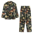 thumbnail image 3 of DISNIMO Women's Pajama Set 2 Piece Pj Sets Mushroom Dragonfly Flower Printed Long Sleeve Sleepwear with Long Pajama Pants Oversized Button Up Loungewear Nightwear, S, 3 of 7