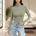 thumbnail image 2 of Dyfzdhu Long Sleeve Shirts For Women Solid Color High Neck Regular Long Sleeve Crewneck T Shirt Womens Blouses, 2 of 7