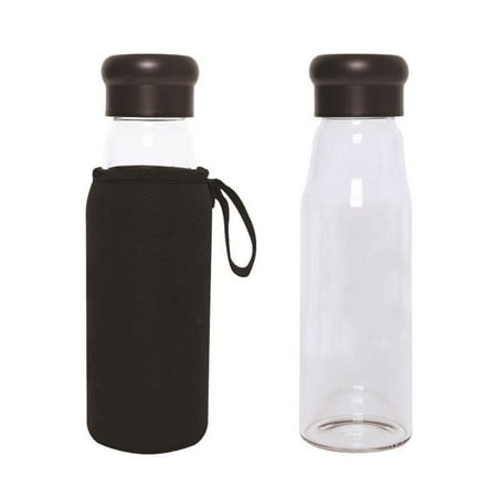 

Debco WB9066 Evora 420 ml 14 oz Glass Bottle with Neoprene Sleeve - Black