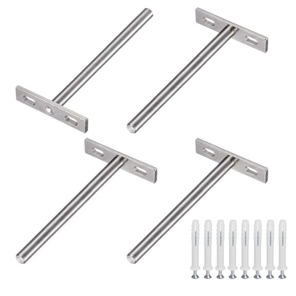 Uxcell 4-Pack Soportes de Estante Flotante, Soportes de Estante Ciegos de 5 Pulgadas con Tornillo Incluido [Níquel]