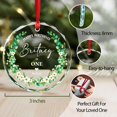 thumbnail image 3 of Custom Happy Birthday is One Glass Ornament Christmas, Wreath Ornament Gifts for Baby Boy Girl Kids, 1St Birthdays Keepsake for Xmas Tree, Personalized Name & Date Baby's First Birthday Ornaments, 3 of 6