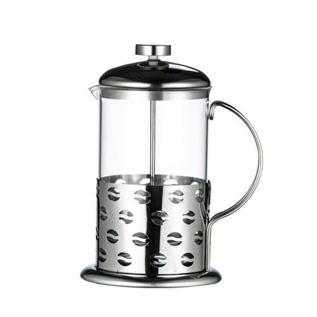 

Multifunction Stainless Steel Pressure Coffee Pot Heat Resistant Low Temperature Glass Teapot Kettle Coffee Bean Pattern (800ml)