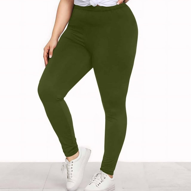 TIMIFIS High Waisted Leggings for Women Plus Size Yoga Pants Tummys Control Solid Color Workout Running Cycling Yoga Pants - Spring/Summer