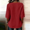 thumbnail image 6 of Yteetum Women's 3/4 Sleeve Summer Tops Oversized 3/4 Length Sleeve Cotton Linen V Neck Button Side Tie T Shirts Women Casual Solid Loose Lightweight Comfy Blouses, 6 of 6