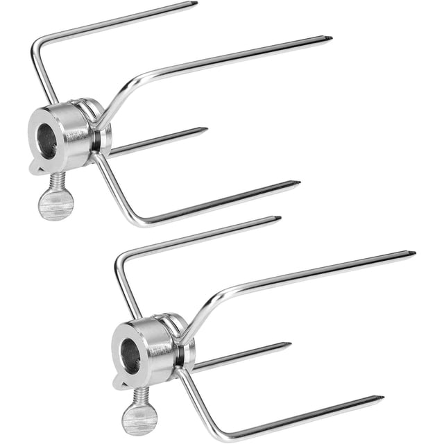 Jinsinto Fourchette Tourne Broche Fourchette Barbecue, Broche et Pointe pour Rôtissoire Diamètre Ensemble de 2