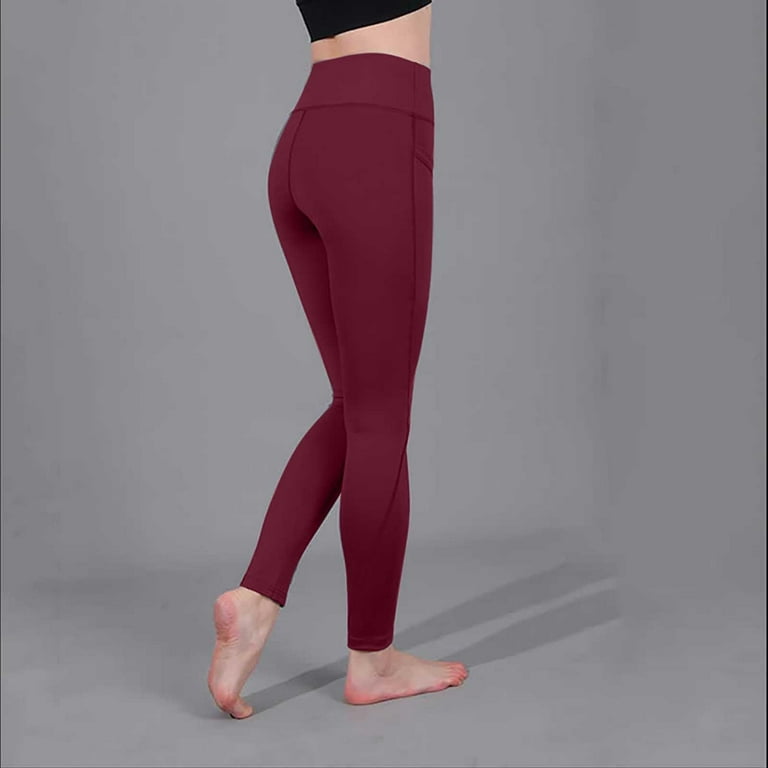 AKAFMK Fall Savings Buttery Soft Leggings for Women High Waisted Tummy  Control No See-through Workout Yoga Pants Wine