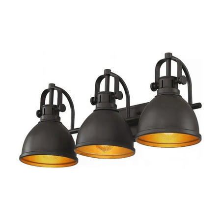 

Hukoro Westworld 25 in. 3-Light Vanity Light with Dark Bronze Finish and Gold Painting Inside