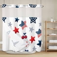 thumbnail image 6 of No Hook Shower Curtain with Snap in Liner, Independence Day Blue Red Star Waterproof Fabric Bathroom Curtain Mesh Top Window, Abstract Stars Cherry Shower Curtains 72x72in, 6 of 9