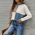 thumbnail image 6 of Womens Casual Pullover Sweaters Long Sleeve Turtleneck Color Block Knitted Sweater Jumper Tops, 6 of 6