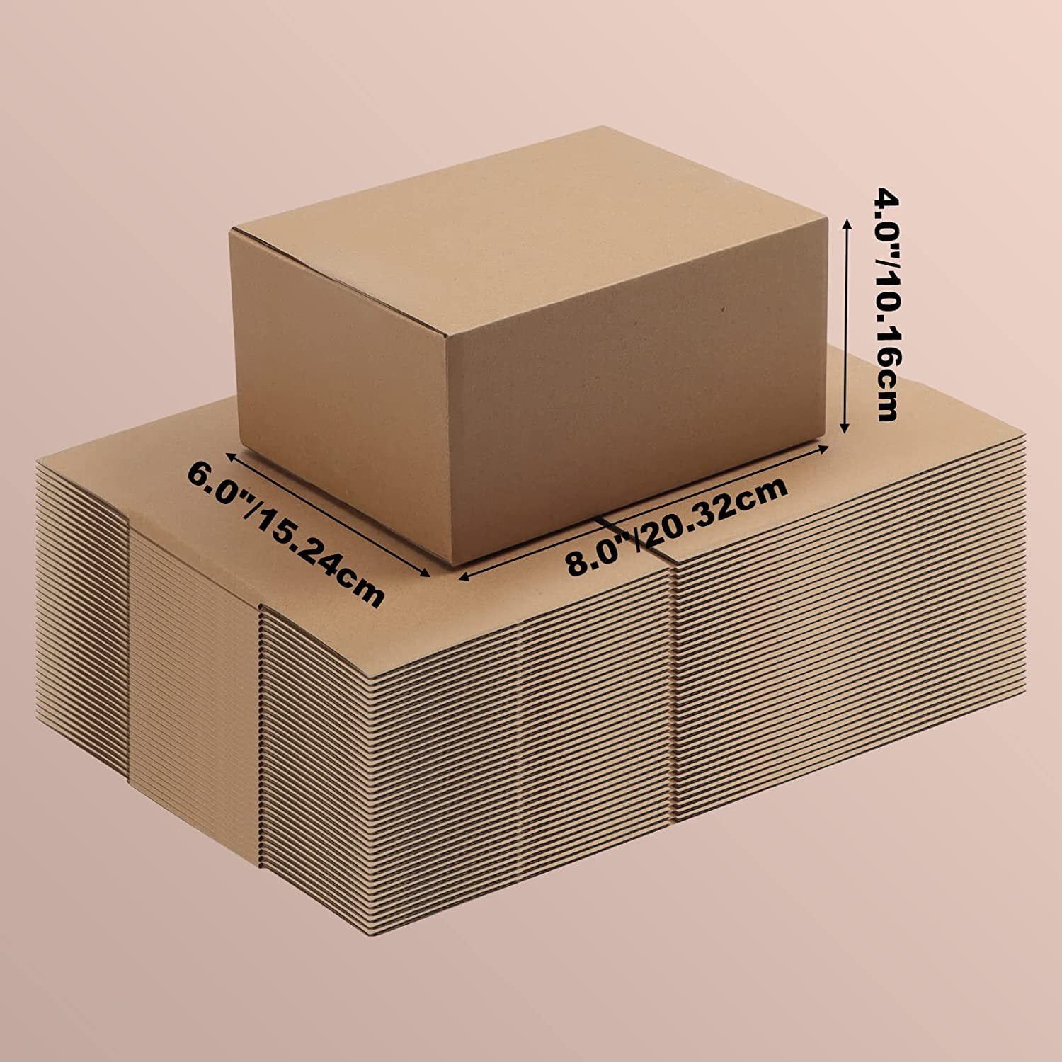 Calenzana 40 Pack 8x6x4 Shipping Boxes, Corrugated Cardboard Box for Shipping and Mailing, Brown, Recycled