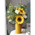 thumbnail image 6 of Ludlz 1Pc 7 Heads Artificial Sunflower Bouquet, Plastic Fake Yellow Flowers in Metal Potted Bonsai for Christmas Home, Office, Party, Wedding, Windowsill Decor, 6 of 8