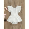 thumbnail image 2 of Baby Girl Romper Crew Neck Fly Sleeve Design Ruffle Embellishment Soft Breathable Summer Jumpsuit, 2 of 9