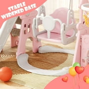 KORIMEFA 6-in-1 Kids Slide and Swing Set - Perfect for Toddlers 1-6 Years - Extra-Large Indoor and Outdoor Playground - Includes Slide, Swing, Basketball Hoop, and Climber