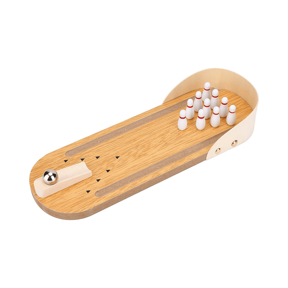 Tutuviw 1 Set Mini Bowling Game, Brown Wooden Tabletop Bowling Game Desktop Bowling Toys Home