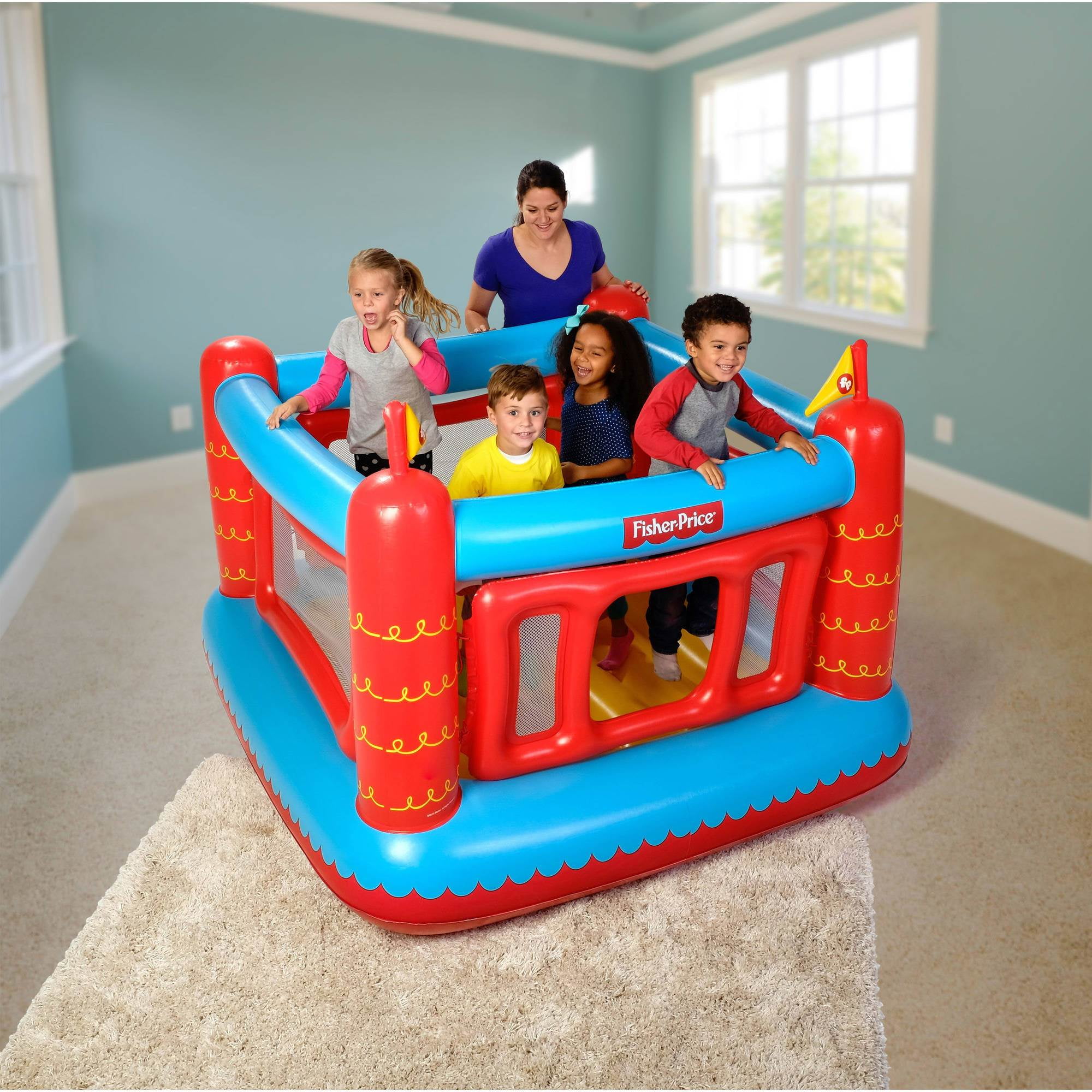 fisher price bouncetastic inflatable castle bouncer with removable mesh walls